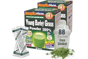 Yamamoto Kanpoh YAMAKAN Young Barley Grass Powder, Pure Green Juice Rich in Minerals, Vitamins & Plant-Based Protein for Women & Men, Barley Grass Juice Powder, from Japan, Non GMO 88 Sachets