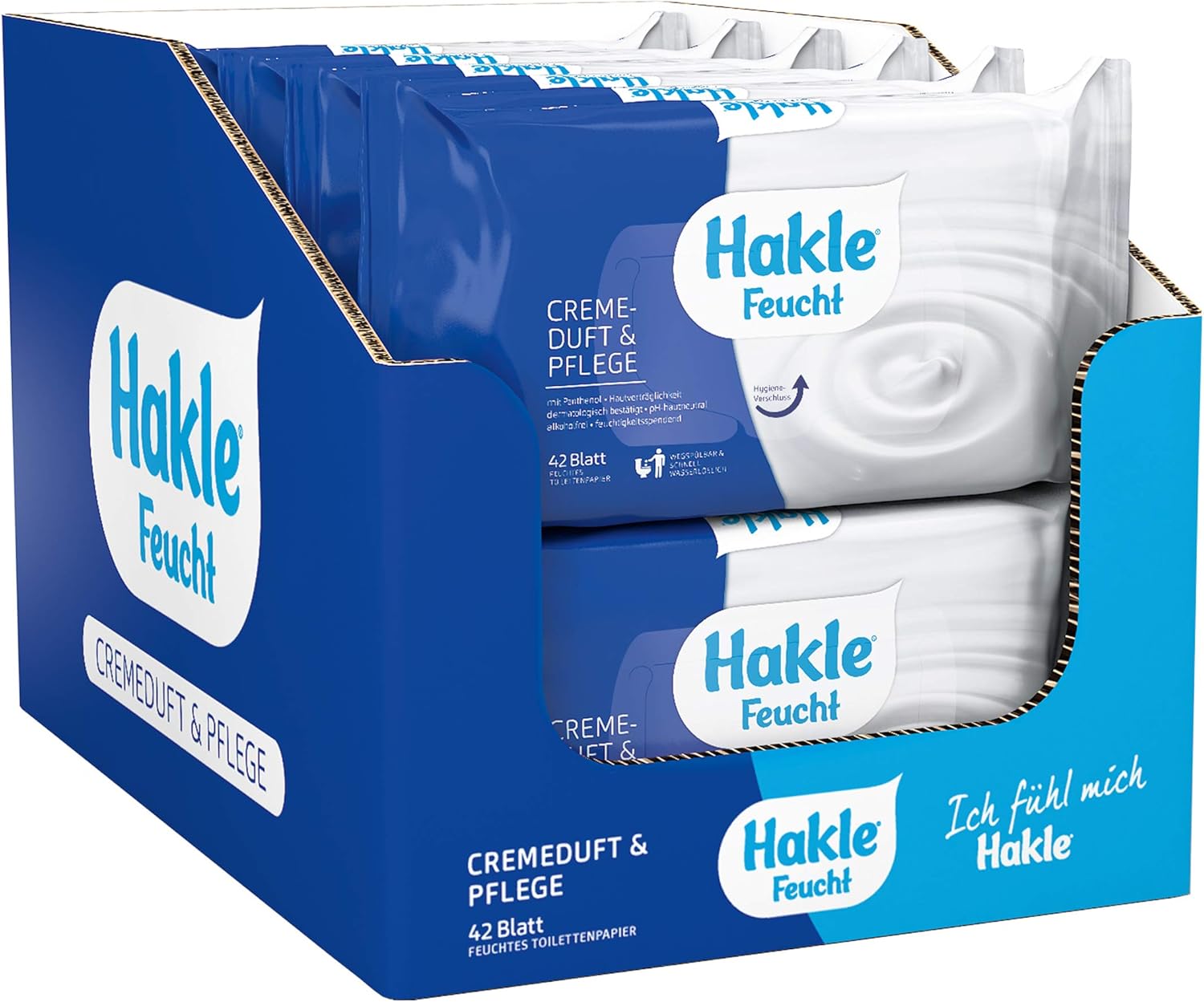 Hakle Feucht Cremeduft & Pflege im 12er-Pack (12 x 42 Blatt) - Hakle Toilettenpapier