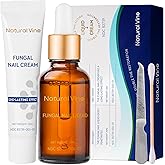 Natural Vine Toenail Fungus Treatment: Fungus Nail Treatment Liquid 15mL and Anti-fungal Nail Repair Cream 20g for Toenail and Fingernails - Extra Strength with Plant Extract Ingredients