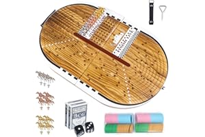 26.4in Wooden Horse Race Board Game for Adults – Foldable Horse Racing Game Board with 11 Metal Horses, 2 Jumbo Dice, 2 Decks