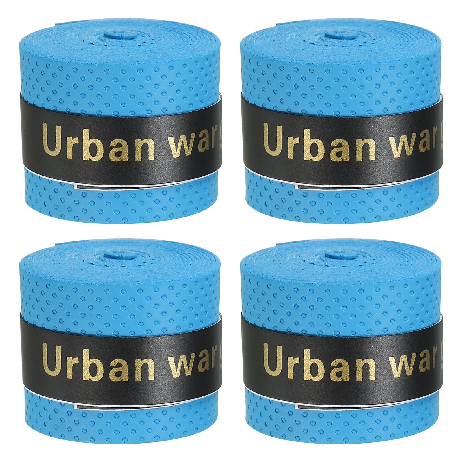 PATIKIL 43.3" Tennis Racket Grip Tape, 4 Pack PU Overgrip Round Groove Non-Slip Absorb Sweat for Badminton Fishing Rod, Blue