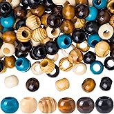HINZIC 60PCS Colorful Wooden Beads, 19x15.5mm Large Hole Macrame Bead, Natural Wood Hair Bead, Round Loose Spacer Beads for Making Handmade Craft Bracelet Necklace