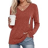 Sweetyweee Women's Maternity Nursing Tops, V Neck Breastfeeding Sweaters Long Sleeve Hidden Zipper Shirts(Caramel,Small)
