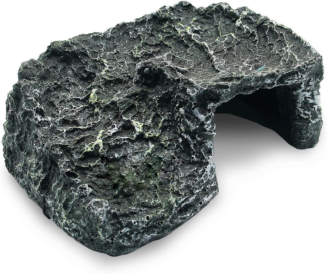 BLJRGS Reptile Rock Hide Cave Habitat, Little Turtles lizard Resin Climb Stone Tortoise Hide House for Aquarium