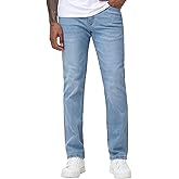 MZNBURAM Men's Regular Fit Straight-Leg Jeans - High-Stretch Cotton Fashion Comfort Flex Waist Denim Pants