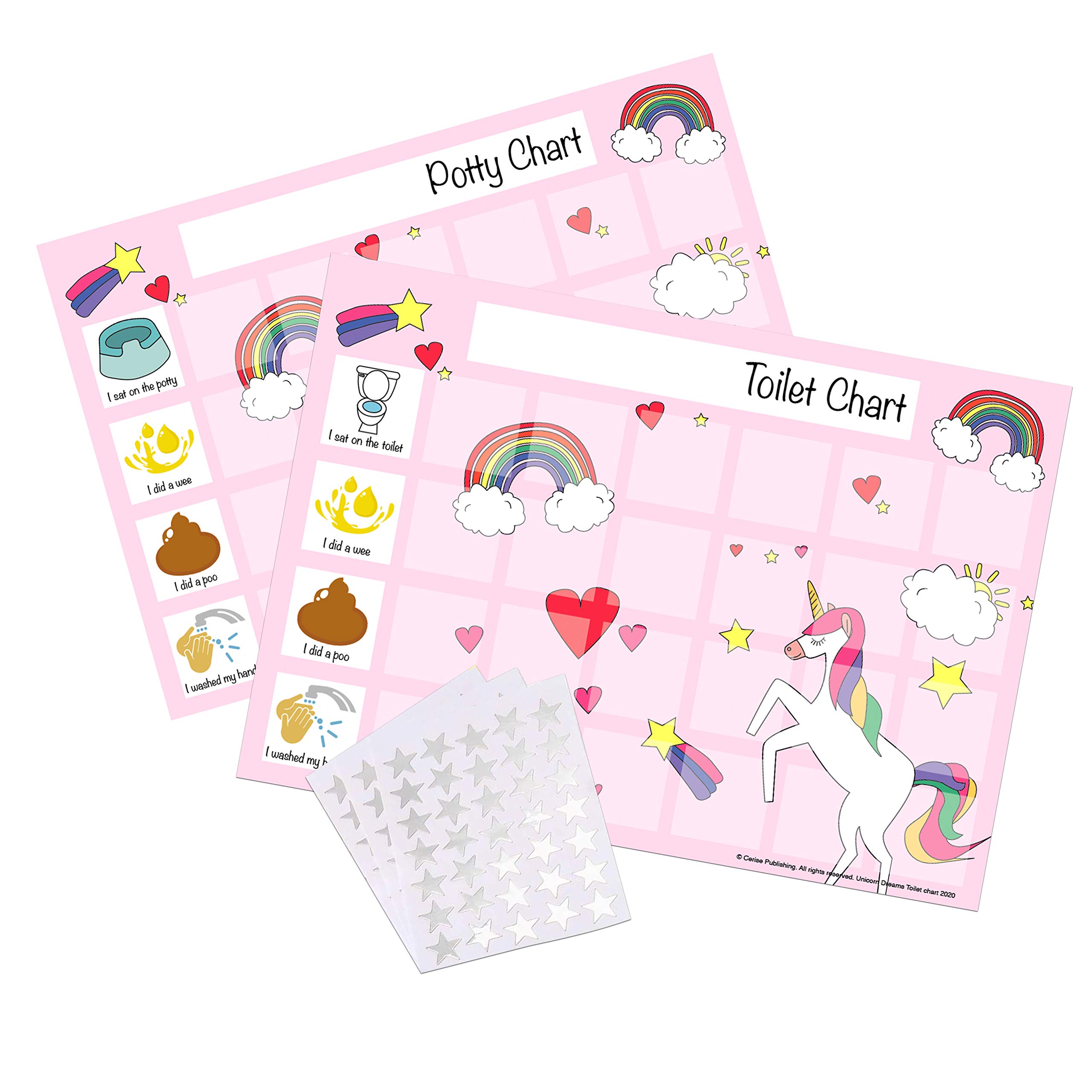 Unicorn Dreams Potty Toilet Training Sticker Chart for Toddlers by Cerise Publishing