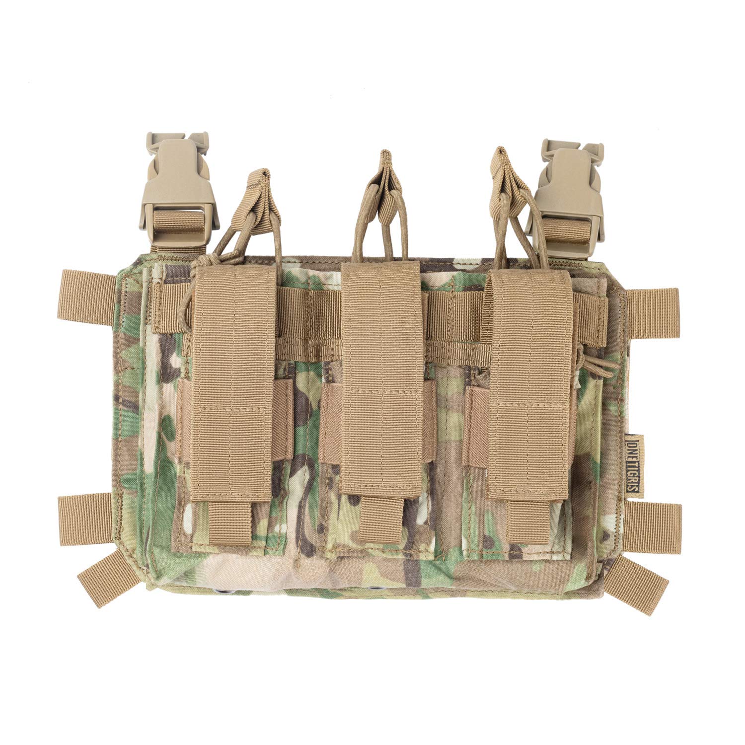 OneTigris Triple Kangaroo Mag Pouch Tactical Placard 02 for 5.56 7.62 Mags and 9mm Pistol Mags (Multicam)