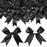 YGDZ Black Bows, Self Adhesive Ribbon Satin Bow for Crafts, Party, Small Black Bows Decor for Balloon, Gift Wrapping, with Double-Sided Tape