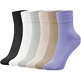 6 Pairs Thin Ankle Socks for Women, Womens Cotton Casual Dress Crew Lightweight Breathable Colorful Socks Size 5-9