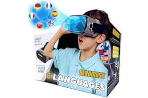 Heromask: VR Headset for Kids + Game System to Learn Spanish Italian etc [Language Learning] Virtual Reality for Kids. Kids Gifts for Boys and Girls for Age 5 to 12 Years Old. Educational