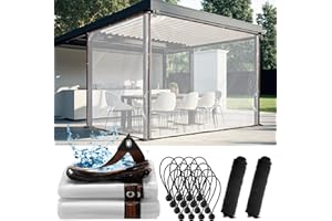 Windyun 2 Pack Heavy Duty Clear Tarps with Reinforced Edge Plastic Tarp Waterproof Plastic Cover Greenhouse Patio with Elastic Rope and Nylon Rope for Garden Furniture (8 x 10 ft)