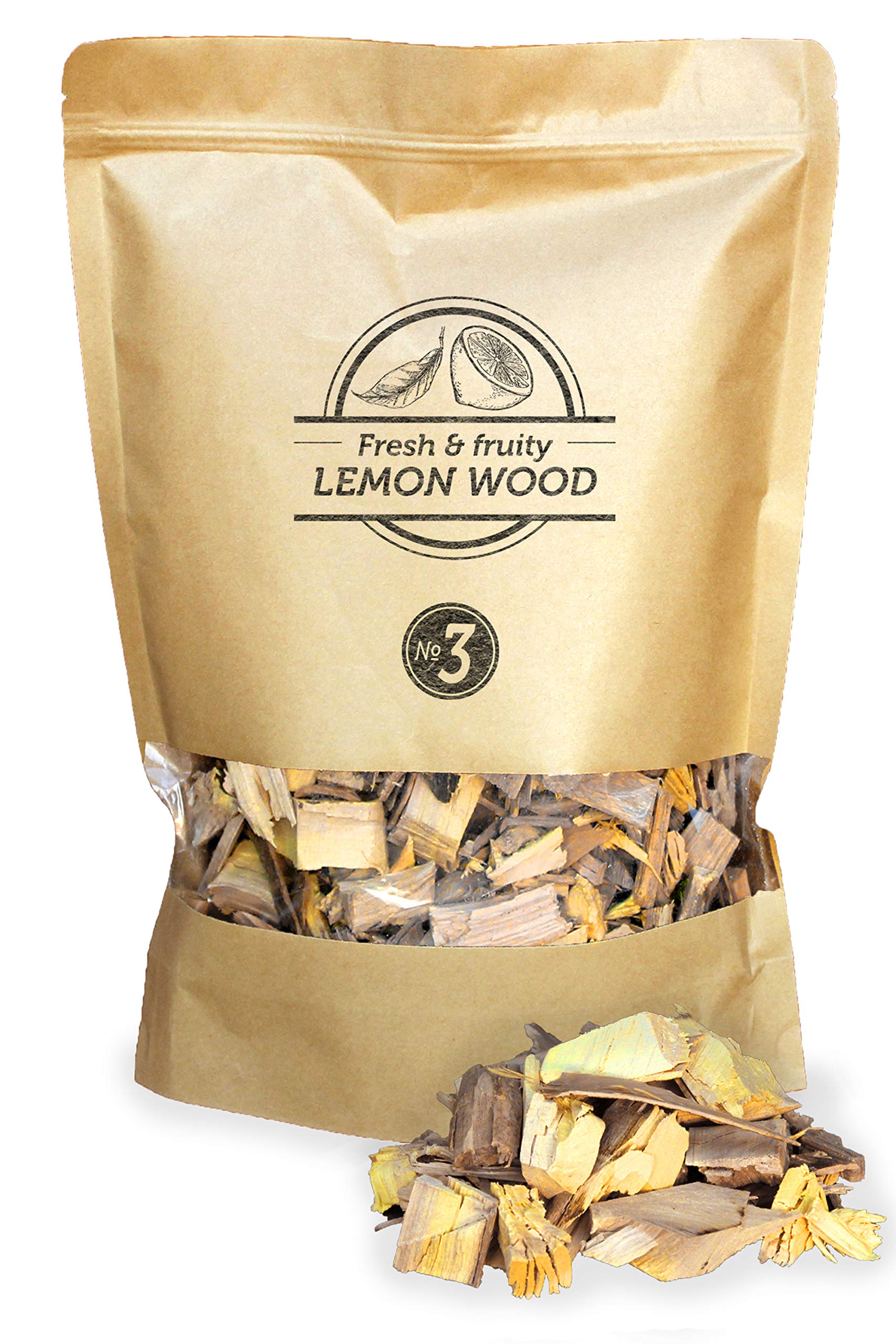 Smokey Olive Wood 1.7L Lemon Tree Wood Smoking Chips, grain size 2-3cm