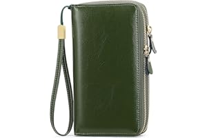 SENDEFN Leather Women Wallet RFID Blocking Zipper Around Phone Holder Clutch Wristlet Large Capacity