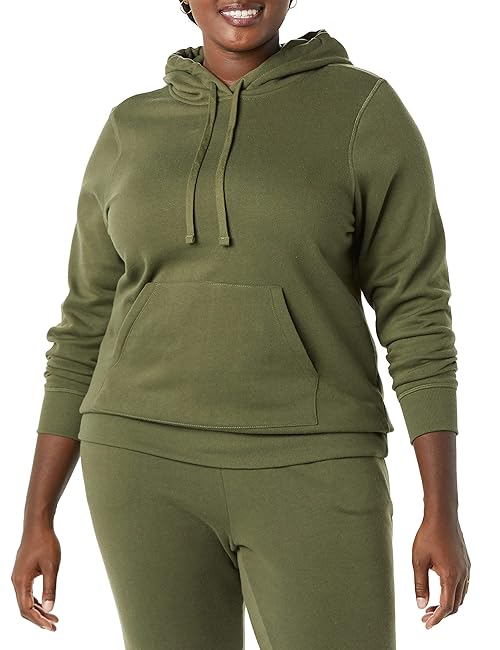 Amazon Essentials Women's Regular-Fit Fleece Pullover Hoodie (Available in Plus Size), Olive, Small