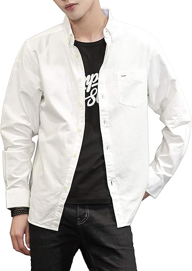 Amazon Xsooy シャツ メンズ オックスフォードシャツ 綿 コットン カジュアル スポーツ 長袖 オシャレ 無地 春 秋 冬 Xxl ホワイト01 シャツ 通販