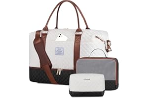 LOVEVOOK Travel Weekender Bag for Women, Carry on Overnight Bag with Shoe Compartment, Travel Duffle Bag Women, Yoga Gym Duffel Bag with Wet Pocket, Hospital Bags for Labor and Delivery, 3 Pcs Set