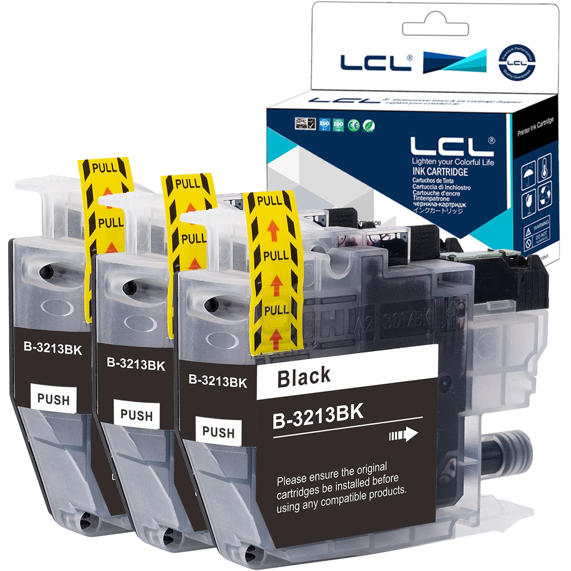 LCL LC3213 Black Ink Cartridge Replacement for Brother LC-3213 LC3213 LC-3213BK for DCP-J770 DCP-J772DW DCP-J774DW MFC-J890DW DCP-J572DW MFC-J491DW MFC-J895 MFC-J497DW DCP-J572DW (3Pack)