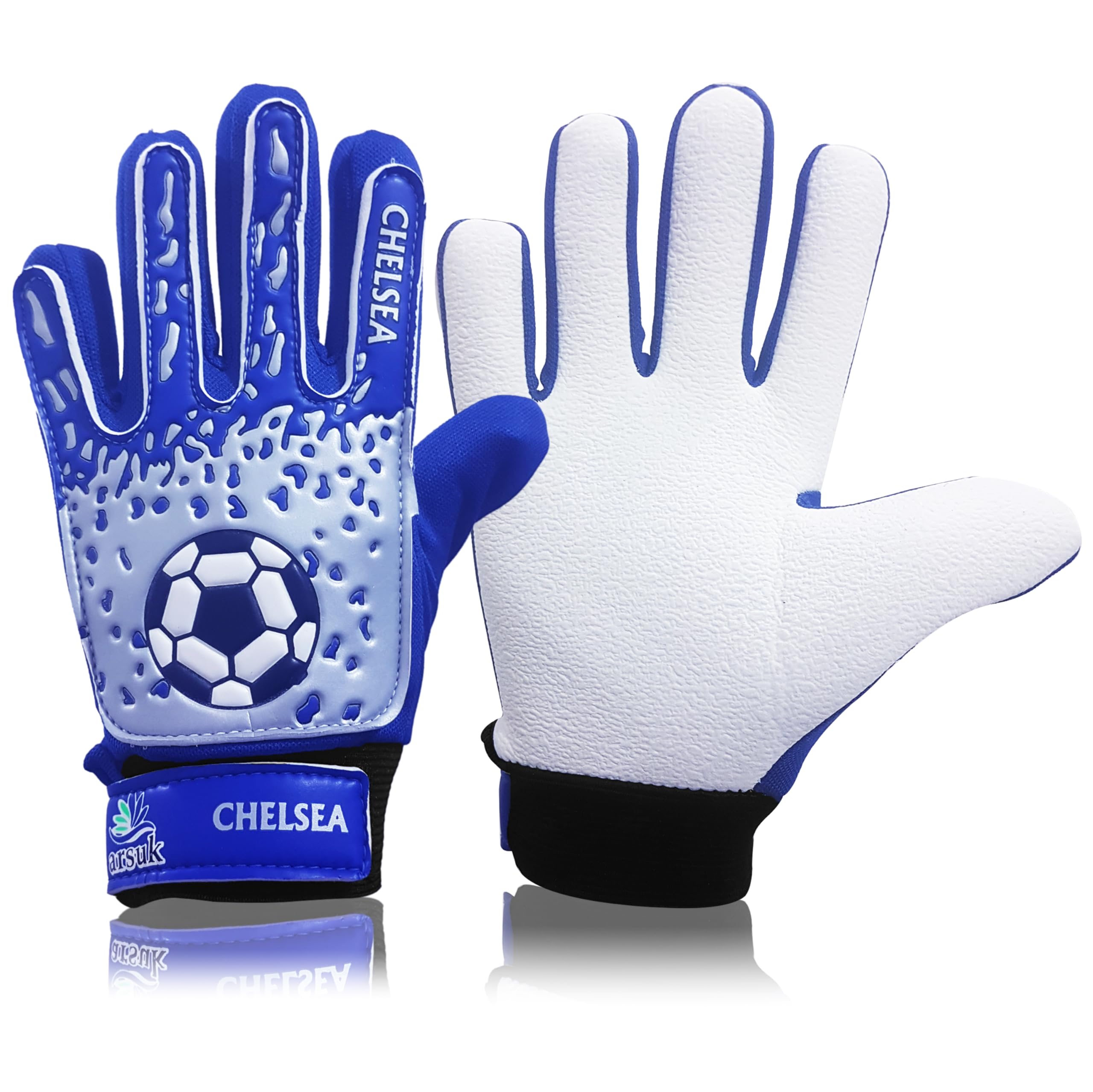 ARSUK Goalkeeper Gloves Kids, Youth Football Gloves for Boys, kids & children Soccer Goalie Gloves with Super grip Latex Palm L:20cm W:10cm Size:6 Age: 8-13 Years