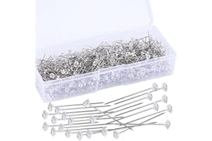 SOCNITC 600 Pcs Bouquet Pins, Straight Diamond Pin, 1.5inch Corsages Pins, Sewing Corsages Flower Pin, Floral Diamond Needle, Crystal Diamond Head for Wedding Jewelry Decoration (8mm*38mm
