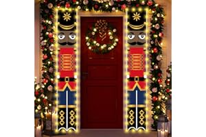 RVSTICTY Black Nutcracker Christmas Decorations with Lights African American Nutcracker Porch Banner Outdoor Christmas Nutcracker Decorations and Supplies for Home Party