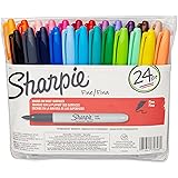 Sharpie Permanent Markers, Fine Point, Assorted Colors, 24-Count