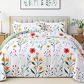Heymybed Queen Comforter Set Green 3 Pieces Bed in a Bag, Colorful Floral Bedding Sets Elegant Botanical Bed Set Lightweight Soft Comforter with 2 Pillowcases for All Season