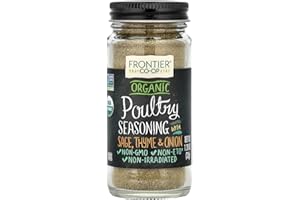FRONTIER CO-OP Frontier Poultry Seasoning Certified Organic, Salt-Free Blend, 1.2-Ounce Bottle