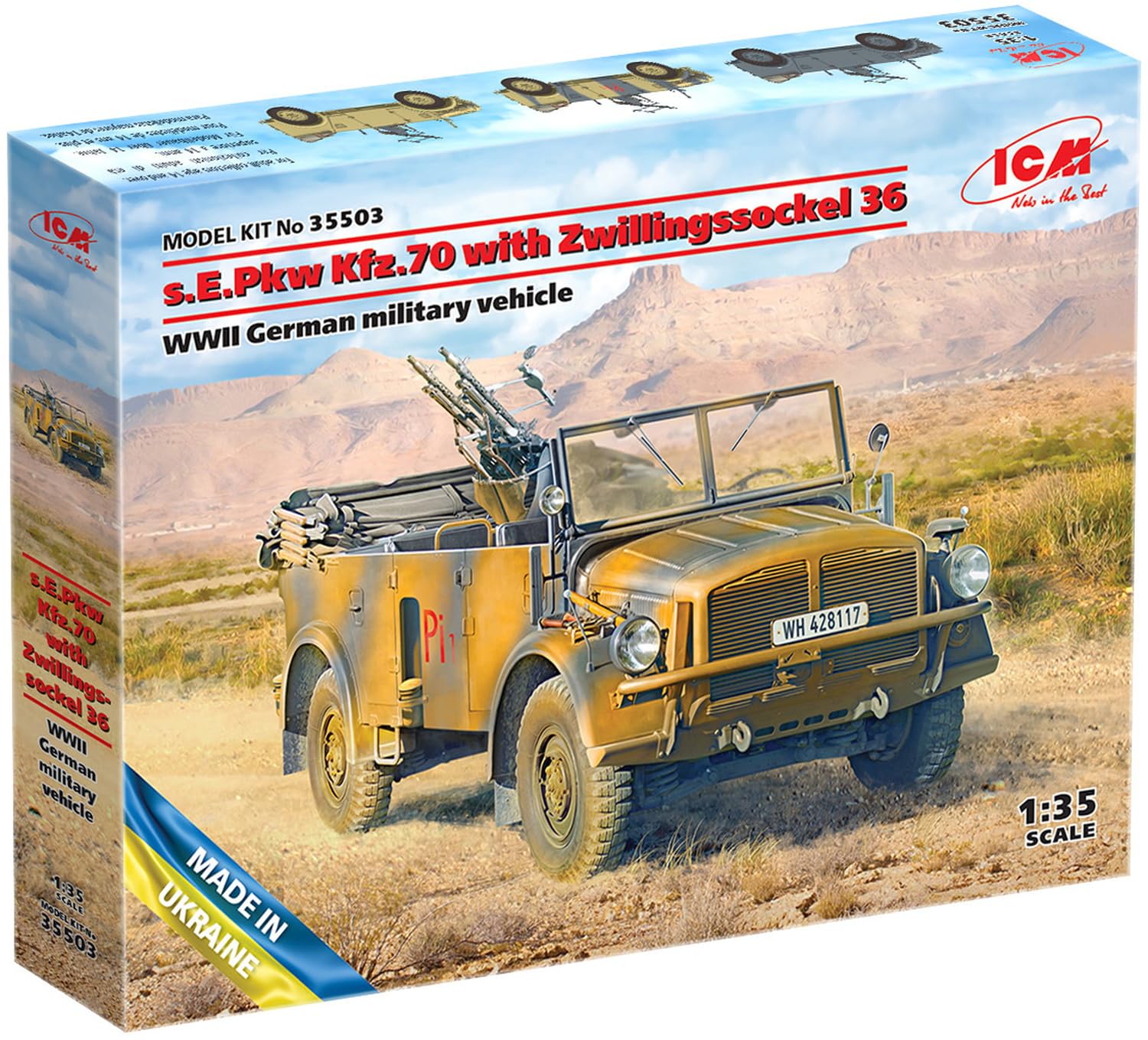 ICM 1:35 s.E.Pkw Kfz.70 with Zwillingssockel 36, Model kit, ICM35503