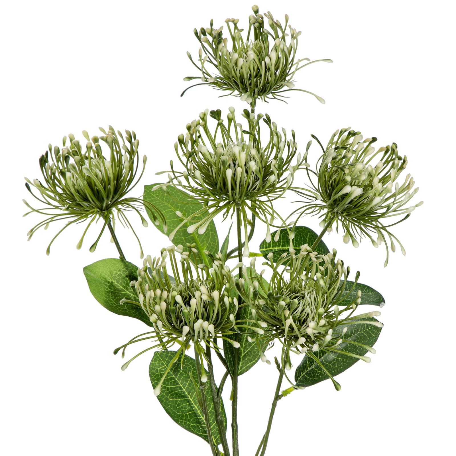 Photo 1 of Hollyone 33" Green Artificial Mums Flowers Chrysanthemum Flowers 2Pcs Spider Mum Flower Arrangement Faux Pincushion Flower Faux Flowers with 3 Heads Long Stem for Centerpiece Bouquet Home Decor