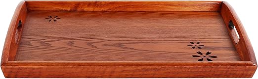 Amazon 木製 トレー お盆トレイ おしゃれ 長方形 漆塗り 茶褐色 木目