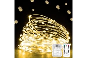 Ehome Fairy Lights Battery Operated with Remote, 33ft 100 LED Outdoor String Lights, Waterproof Twinkle Lights for Indoor Bedroom, Patio, Party, Garden, Christmas Tree Decoration(Warm White)