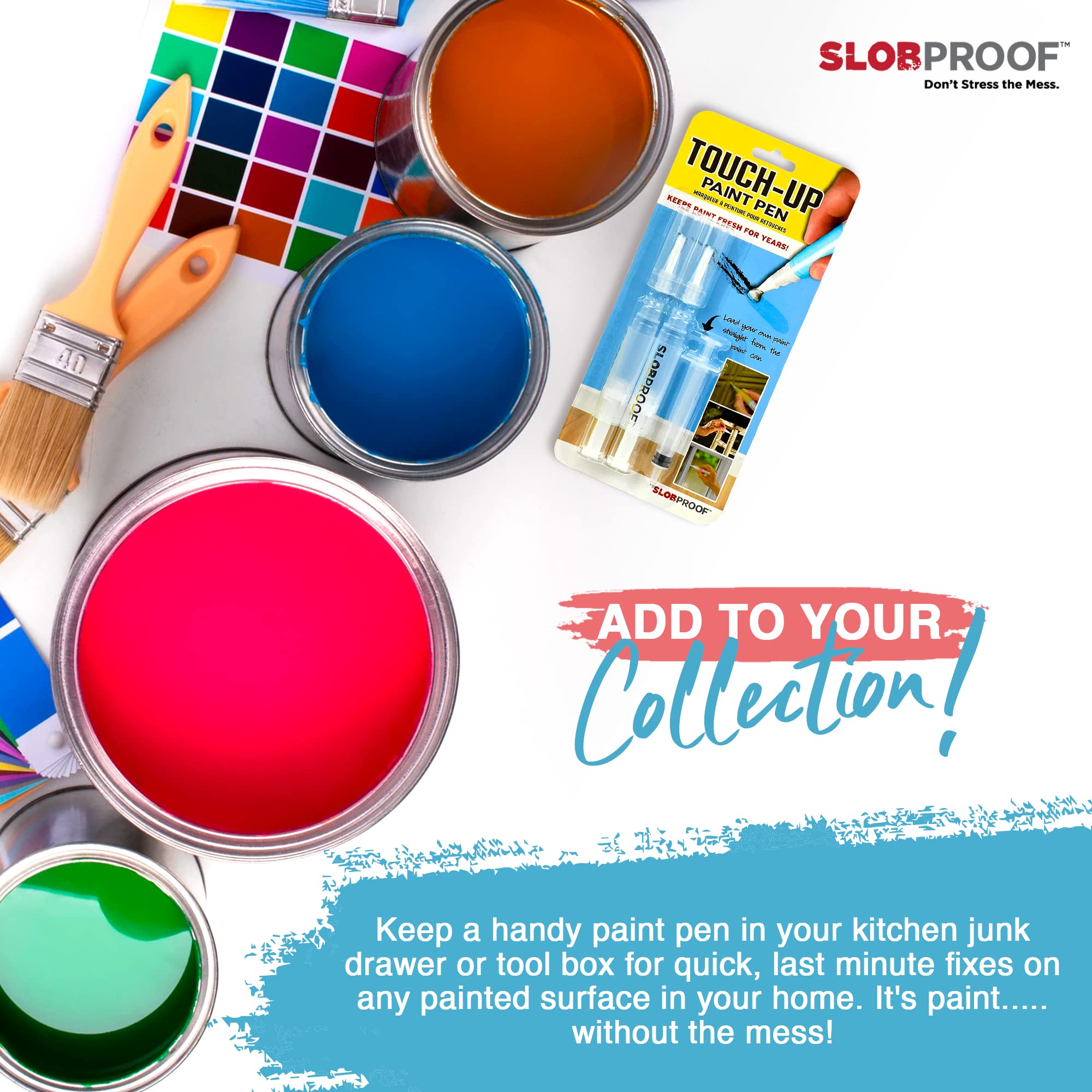 Slobproof Refillable Paint Brush Pens Bundle Pack of 5 & Pack of 2. Convenient TouchUp