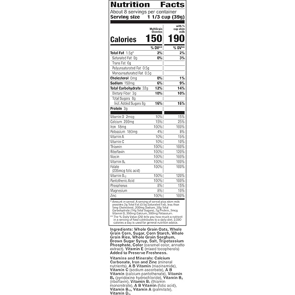 MULTI GRAIN CHEERIOS, HEART HEALTHY BREAKFAST CEREAL, LARGE SIZE, 12 OZ