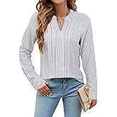 Blooming Jelly Women's Dressy Casual Blouses Business Work Tops Long Sleeve V Neck Pleated Shirts 2026 Fall Outfits