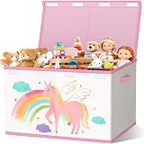 VERONLY Toy Storage Box with Lids Beige & Pink 83L Foldable Kids Basket