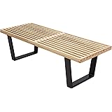 LeisureMod Mid-Century George Nelson Style Platform Bench - 4 Feet (Natural Wood)