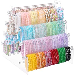 OAOLEER Acrylic 4 Tier Bracelet Holder Stand, (Double-Sided) | Double-sided design, clear acrylic material, see-through visib
