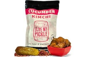 Olive My Pickle Organic Kimchi Fermented - 16 oz | 1-Pack of Probiotic Cucumber Kimchi Vegan | Fresh Korean Kimchi with Natural Probiotics for Gut Health - Perfect for Ramen & Spicy Kimchi Noodles