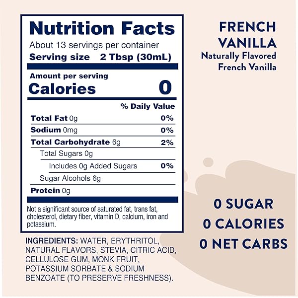 JORDAN’S SKINNY SYRUPS SUGAR FREE SYRUP, FRENCH VANILLA SYRUP, 12.6 OZ, ZERO SUGAR AND ZERO CALORIE FLAVORING FOR COFFEE, PROTEIN SHAKE, COCKTAIL OR MOCKTAIL DRINKS AND MORE, NATURALLY SWEETENED LINE
