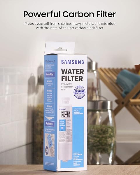 SAMSUNG GENUINE FILTERS FOR REFRIGERATOR WATER AND ICE, CARBON BLOCK FILTRATION FOR CLEAN, CLEAR DRINKING WATER, DA29-00020B-2P, 2 PACK