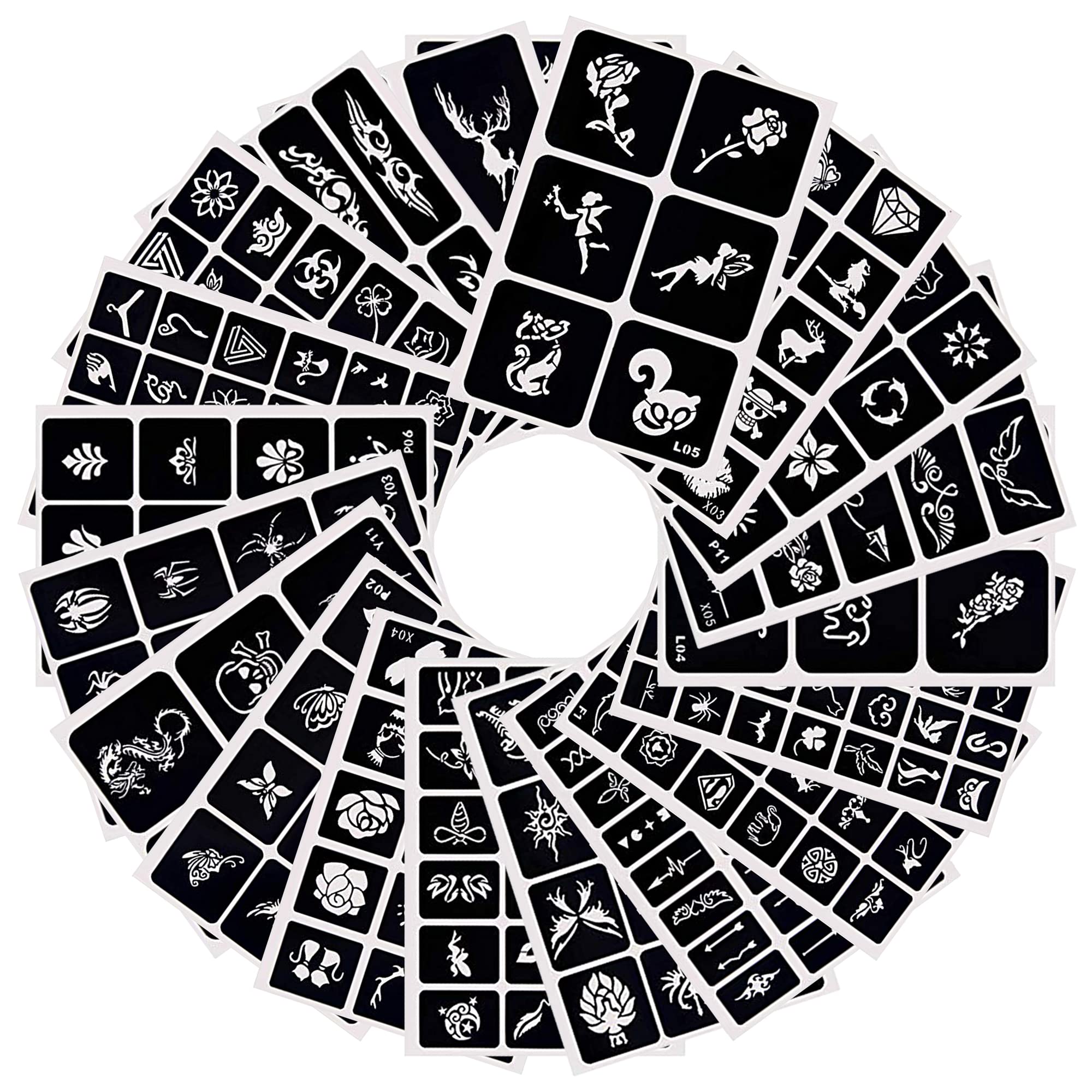 282 Designs Temporary Tattoo Stencils Removable Tattoo Stickers Face Paint Stencils Body Art Stencil Pack for Glitter Tattoos/Face Paint/Body Art/Temporary Tattoo