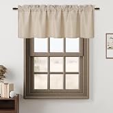 Hiasan Faux Linen Valance Curtains for Farmhouse Beige 42 x 18 in 1 Panel | Light Filtering Rod Pocket Window Valance for Kitchen Living Room Bedroom