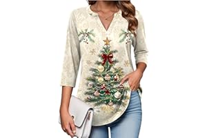 Zeagoo Womens 3/4 Length Sleeve Tops V Neck Tunic Casual Dressy Blouse Floral Printed Shirts