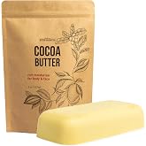 Raw Cocoa Butter &ndash; 100% Pure Unrefined Cacao Butter, 8 oz Block | Rich moisturizer for dry skin, face and body with natural chocolate aroma. Ideal for DIY body butter, lip balm and soap.