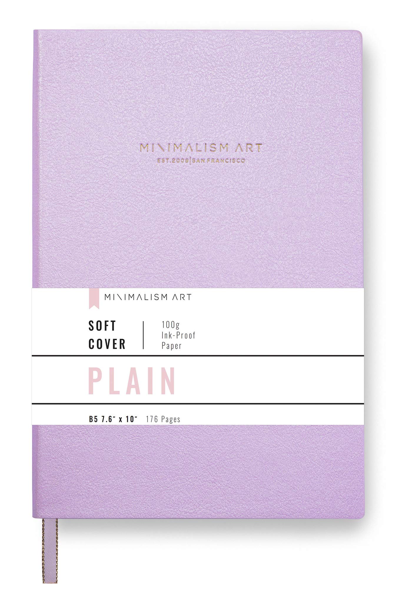 Minimalism Art Soft Cover Notebook Journal, Composition B5 Size 7.6 X 10 inches, Pink, Plain Blank Page, 192 Pages, Fine PU Leather, Premium Thick Paper - 100gsm