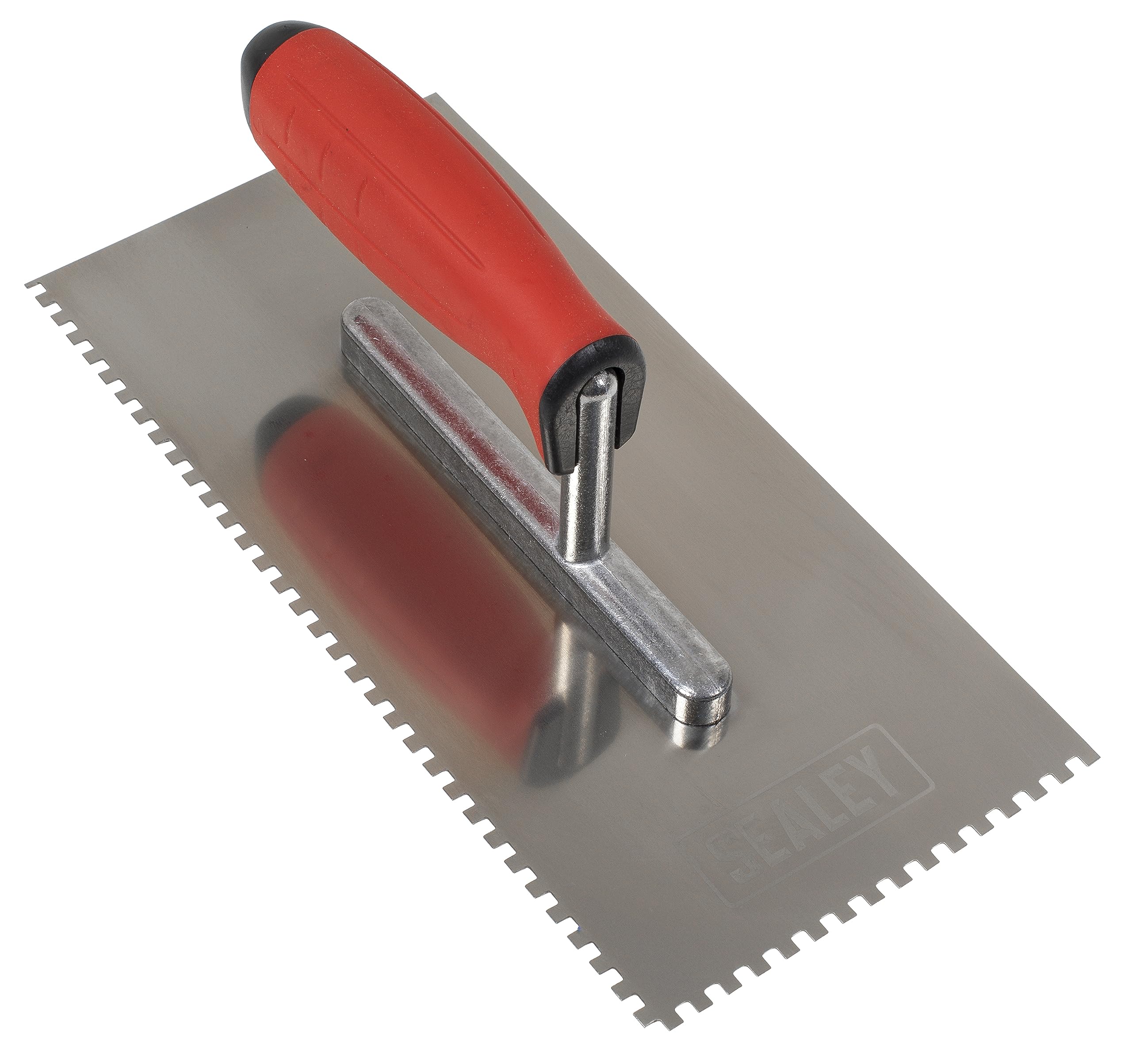 Sealey 270mm Stainless Steel Notch Trowel, Rubber Handle, Aluminium Foot, 4mm - T7804