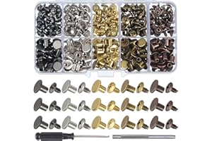 YORANYO 150 Sets 8MM Chicago Screws Leather Rivets for Fabric Chicago Binding Screws Buttons Metal Studs Rivets for Decorate and Repair Belts Bags Shoes Purse Dog Collar Leather Craft (Mixed Color)