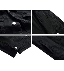 LAMKUKU Mens Denim Jacket Ripped Slim Jean Jacket