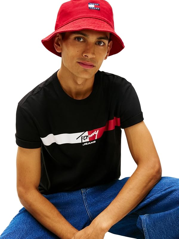TJM Reg Signature Stripe T Ext DM0DM22539 S/S T-Shirt, Noir (Noir), S