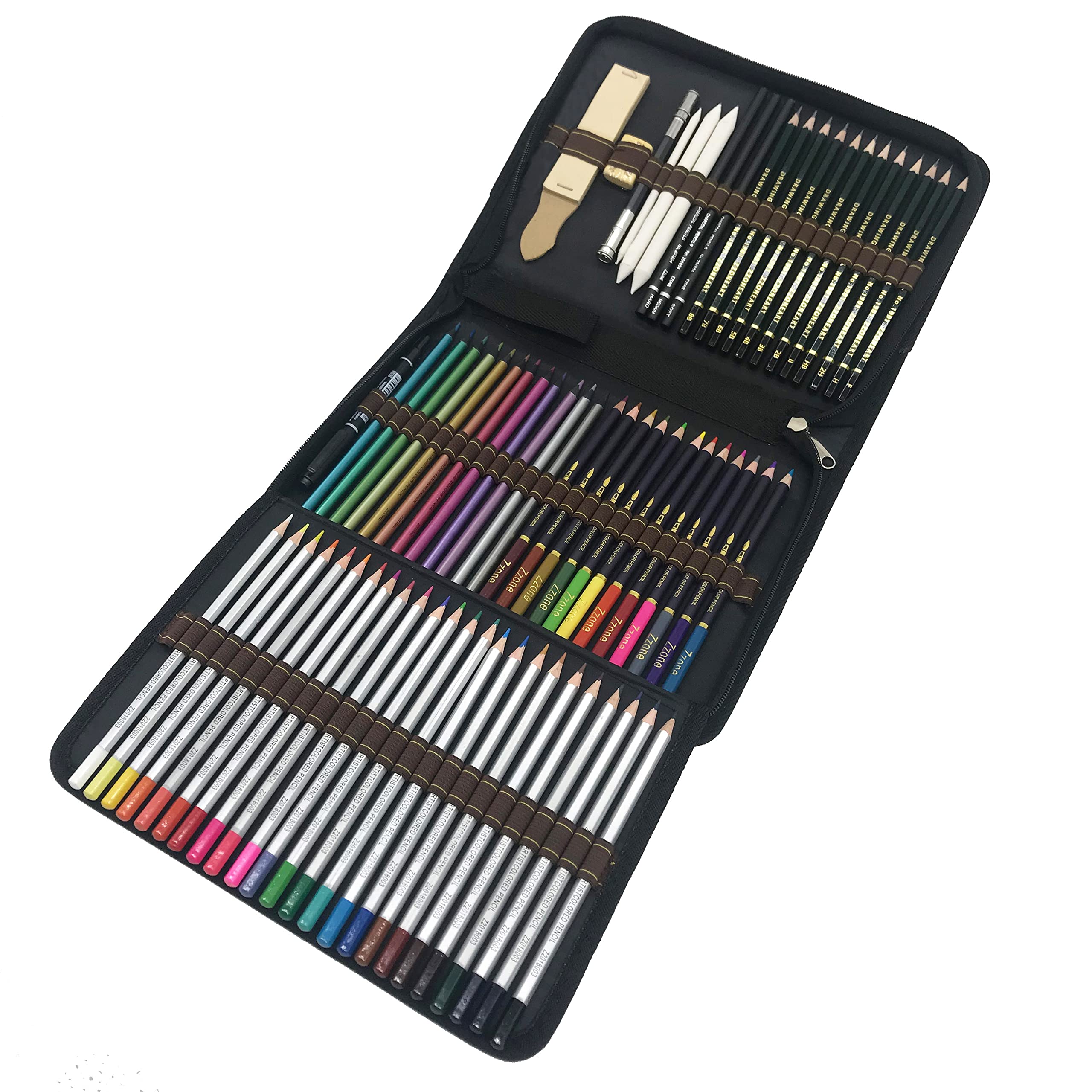 Majoart Colouring Pencils Sketch Drawing Set,Professional Set of 72 Sketching Graphite Pencils Art Set in Big Pencil Case,Ideal for Adults & Pro Artists Drawing, Sketching, Colouring